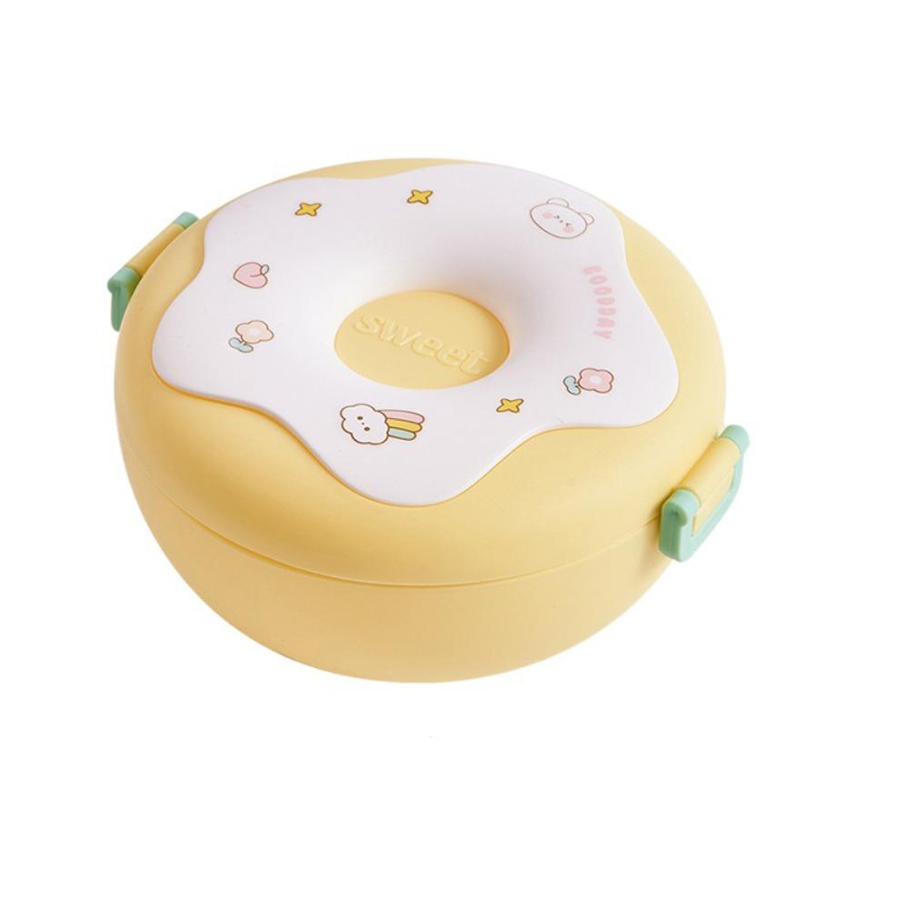 Eco-Friendly 1000ml Lunch Box Leakproof Microwavable Snack Box 3 Compartment Donut Cartoon Food Storage Container Child Snack
