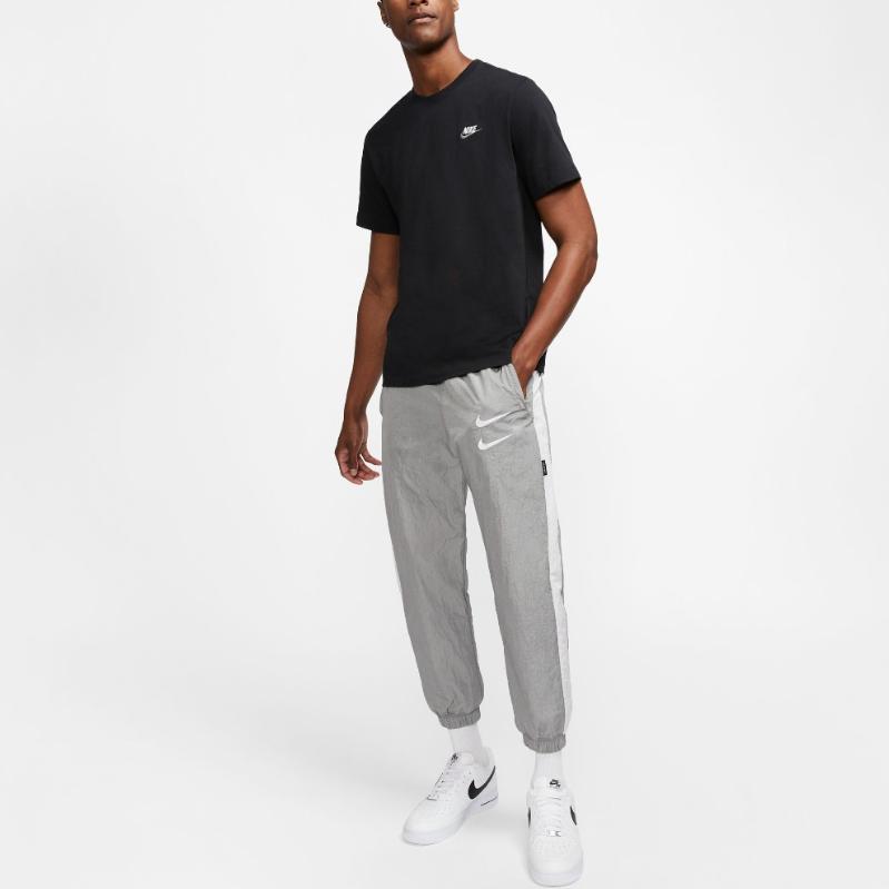 Nike Спортивная клубная футболка с вышитым логотипом, однотонная футболка с коротким рукавом и круглым вырезом, мужские топы, черные AR4997-014