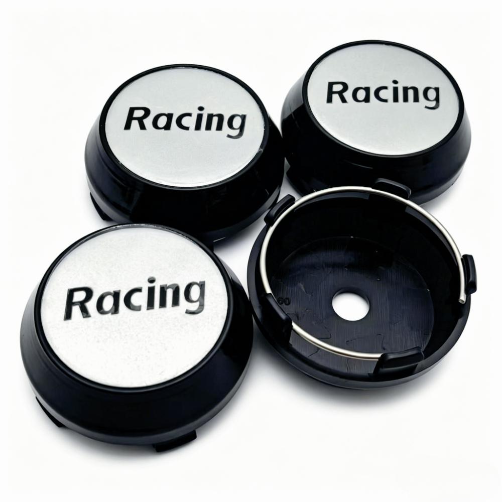 4pcs Racing Sport Letters Logo Badge Car Wheel Center Caps 60MM Clips 56MM Wheels Hub High Cap Rim Hubcaps Cover Car Accessories