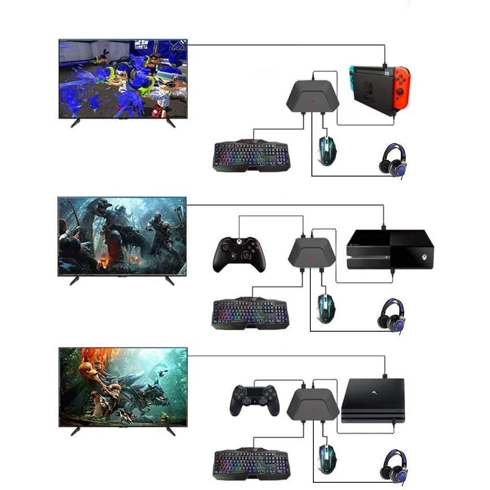 Адаптер для клавиатуры и мыши с аудиоразъемом 3,5 мм для Nintendo Switch, Xbox One, PS4, PS3. Идеально подходит для игр типа FPS, TPS, RPG, RTS и т. д.