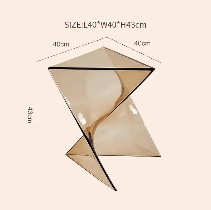 Приставной столик для дивана Прозрачный геометрический журнальный столик Маленький бытовой минималистский прикроватный столик в форме молнии Акрил