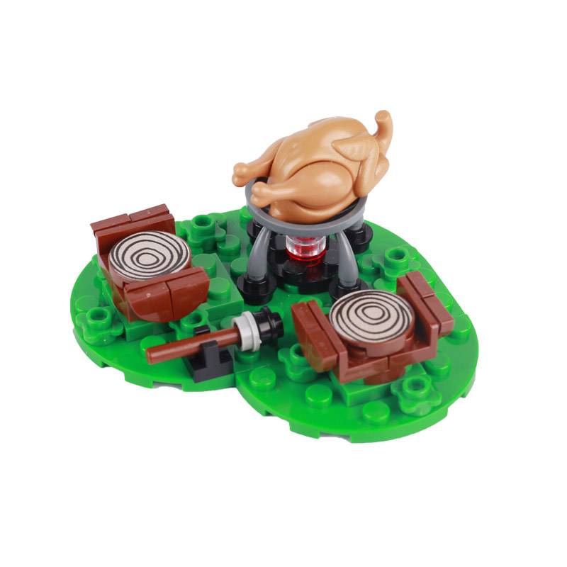 MOC Строительные блоки Костер Пламя Средневековая Бутылка вина Набор аксессуаров Модель подсвечника Мини-кирпич Совместимая игрушка Подарок Сделай сам X019