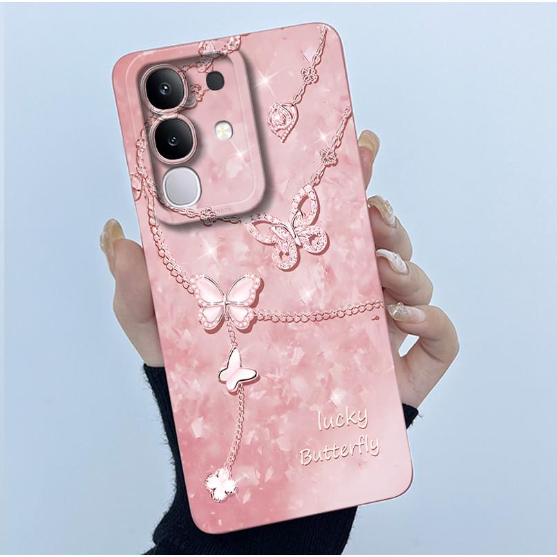 Чехол для телефона Vivo Y29 4G Модный Минимализм Масляная Живопись Цветок Мягкий Жидкий Силикон Задняя Крышка Для Vivo Y 29 4G Fundas