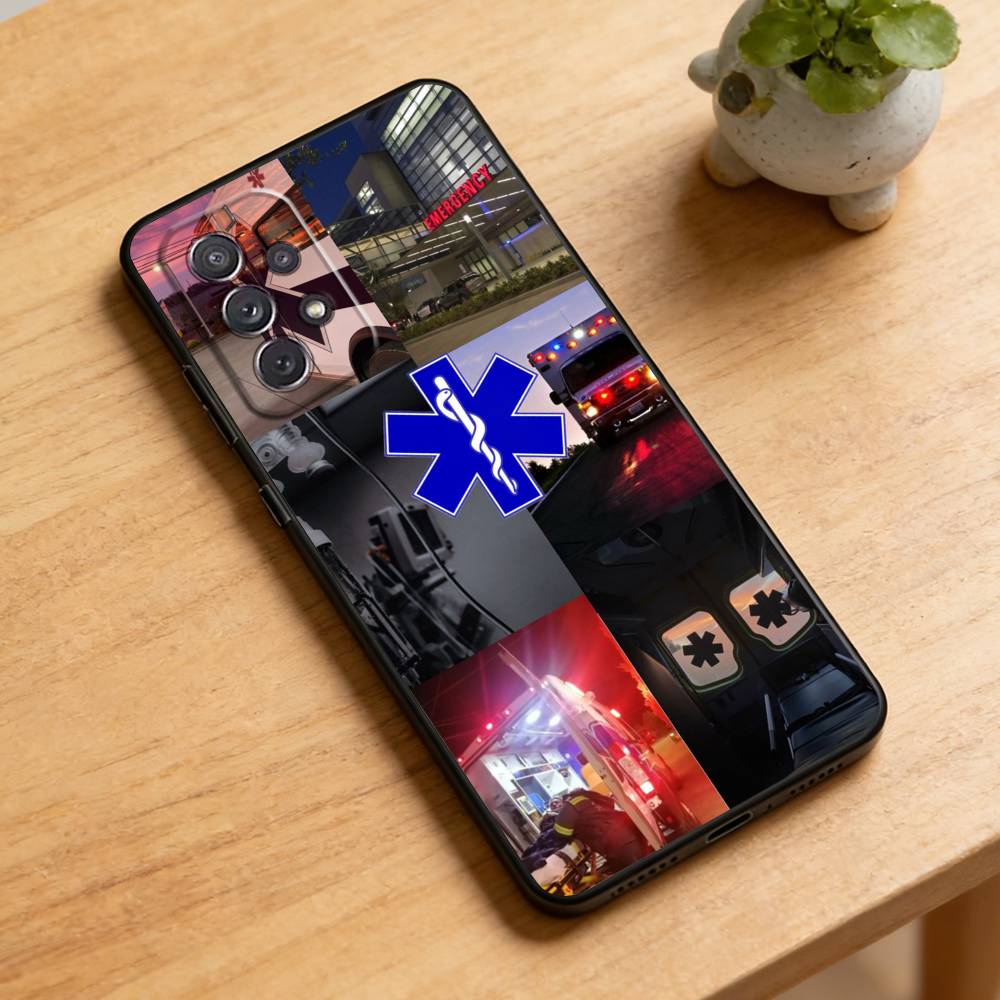 Чехол для телефона EMT EMS Скорая помощь Для Samsung Galaxy A73, A72, A71, A70, A52, A51 Другие Мягкий Черный Чехол