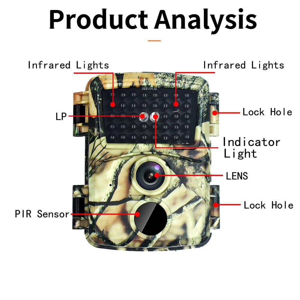 Pr600c Hunting Camera Hd 12mp Wildlife Trail Monitoring Camera Night Vision 0.8s Trigger Video Trail Camera Surveillance Camera