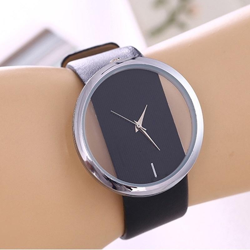 Hollow Design Simple Fashion Watch Ladies Quartz Casual Ladies Leather Watch