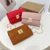 Embroidered Lock Small Square Bag Lis Women's Shoulder Bag Women's Diamond Chain Bag