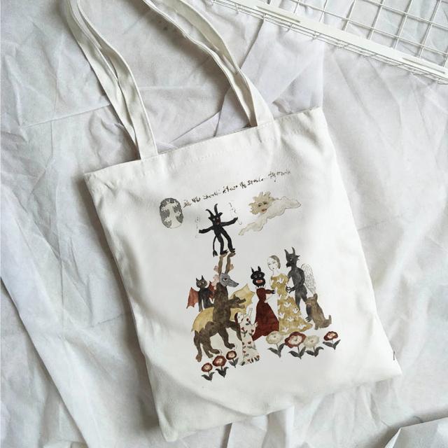 Новая модная тенденция, милая девчачья холщовая сумка на плечо, сумка для покупок, экологически чистая многоразовая женская большая сумка Kawaii, эстетичная белая большая сумка.