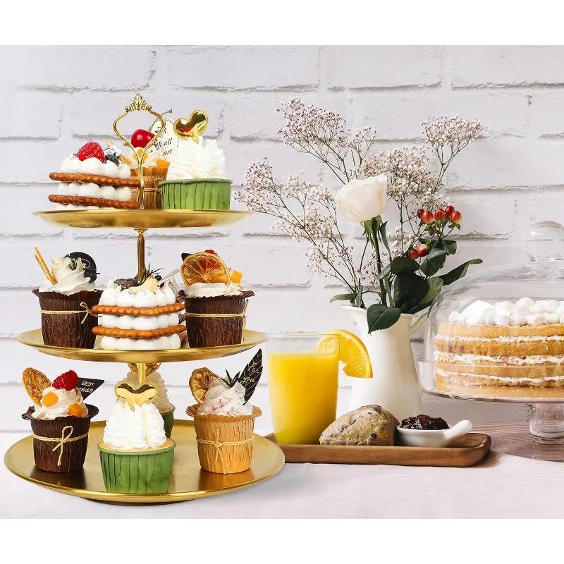 2/3Tier Stainless Steel Cake Stand Holder Fruit Tray Restaurant Detachable Dessert Rack Gold Silver Fruit Plate Snack Candy Tray