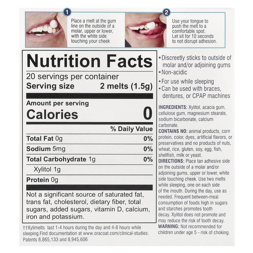 Xylimelts® Сухость во рту, Сладковатый, 40 рассасывающихся таблеток