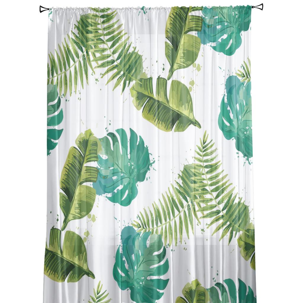 Банановая черепаха зеленые листья занавеска для гостиной прозрачный тюль занавески окна прозрачные для спальни аксессуары декор