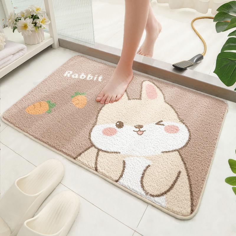 Bathroom Absorbent Floor Mat, Toilet Door Dirt-resistant Non-slip Foot Mat, Bathroom Carpet Cartoon Bedroom Household Floor Mat