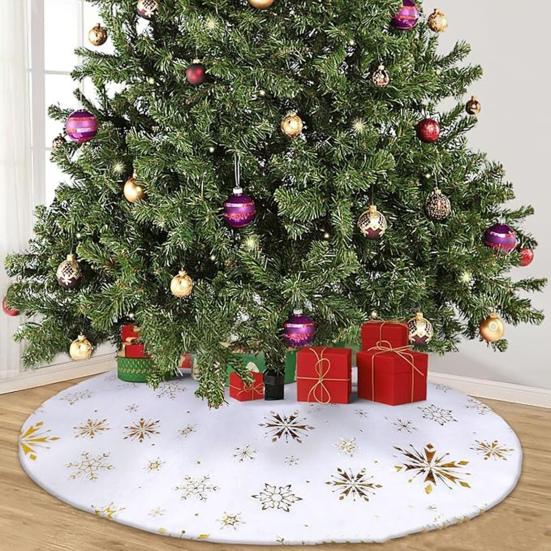 Искусственный мех юбка для рождественской елки Белая пушистая юбка для рождественской елки Толстый мягкий плюшевый коврик для зимних праздников Рождественское украшение для вечеринки