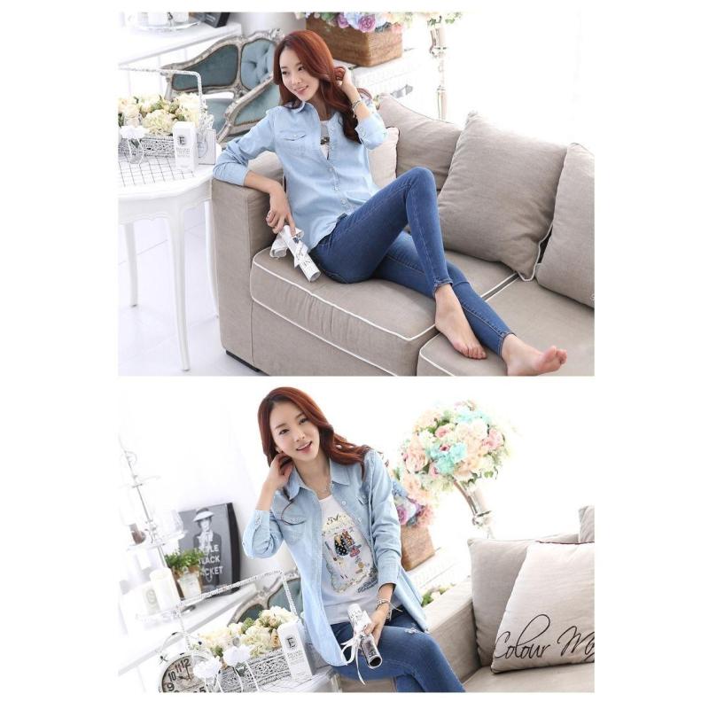 Тонкая джинсовая рубашка из чистого хлопка, женская весенне-осенняя рубашка с длинными рукавами, летнее солнцезащитное пальто, прилив