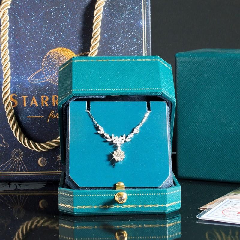 S925 Sterling Silver Wheat Ear Necklace Women'S French Niche High-End Neck Chain Jewelry Mozzarella Diamond One-Carat Pendant