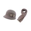 2Pcs/Set Women Hat Scarf Set Solid Color Flower Decor Elastic Knitting Basin Hat Warm Long Scarf Set Cold Weather Accessories