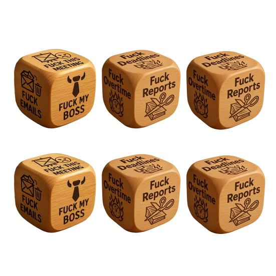 Bold And Funny Work Dice Wooden Office Stress Relief Dice Six Savage Sayings Cheeky Desk Accessory Gag Gifts for Coworkers