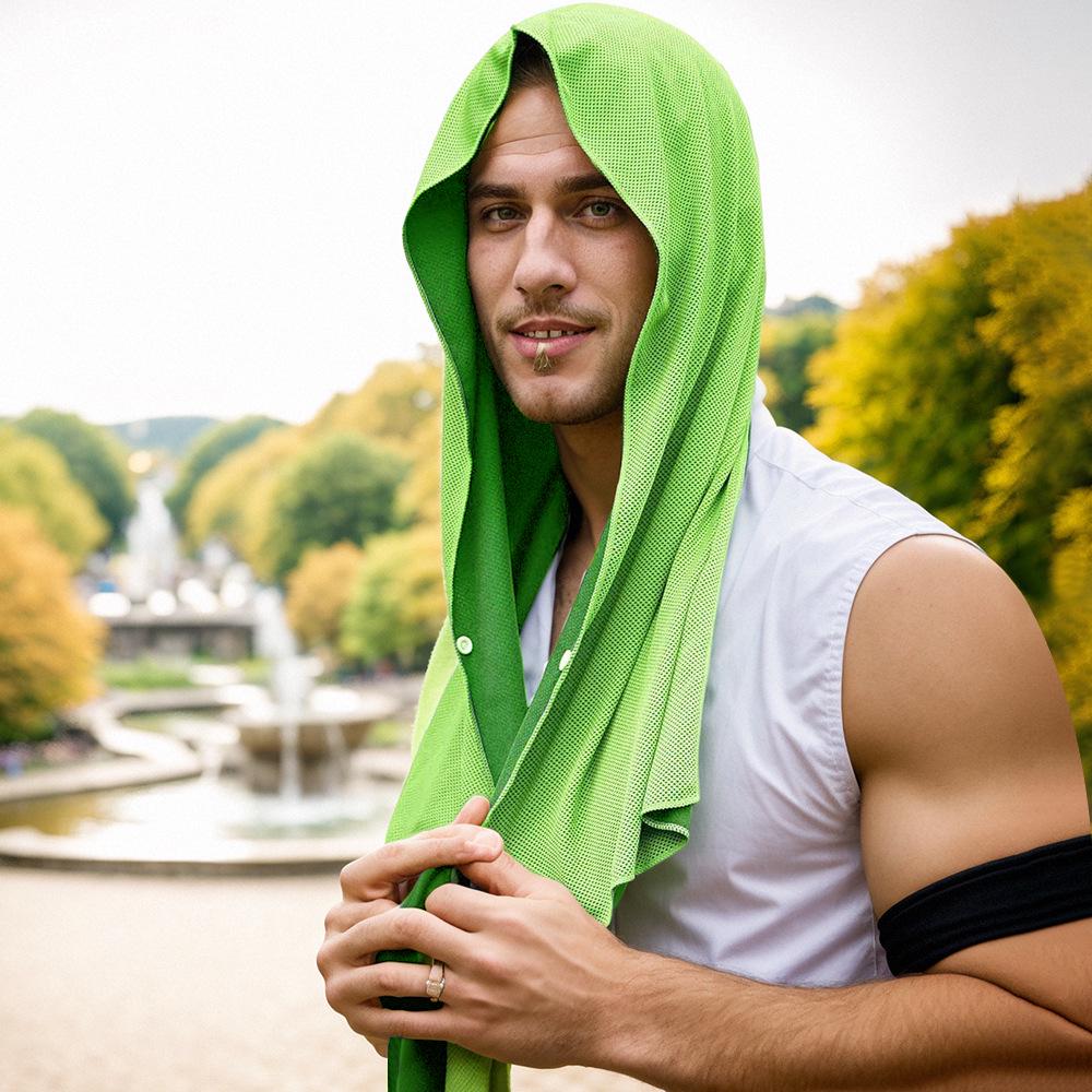 Quick-Dry Cooling Sports Towel Hoodie for Beach, Camping, Fitness & Sun Protection