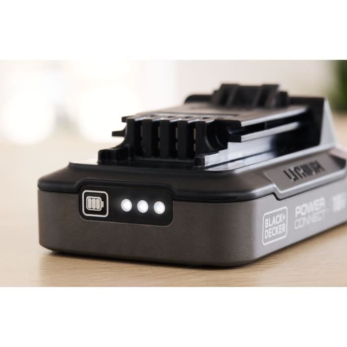 Batterie 18V 2Ah avec indice de charge - BLACK+DECKER - BDL2018S-XJ - Noir