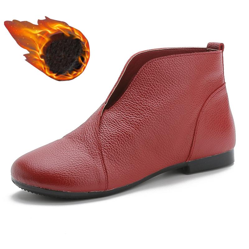 Зимние новые красные женские ботильоны из натуральной кожи, модные женские дизайнерские ботинки с V-образным вырезом в стиле ретро, осенние женские ботинки челси без застежек