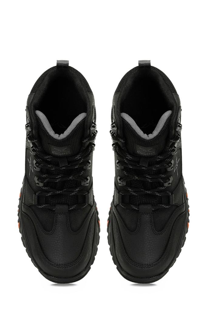 Men's Fashion Flat Heeled Booties Black Outdoor Boots Shoes