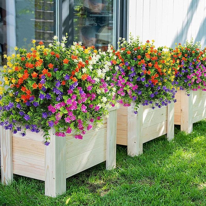 Реалистичные искусственные листья эвкалипта на колышках для украшения сада на открытом воздухе, изготовленные из атмосферостойкого пластика и мягкой резины