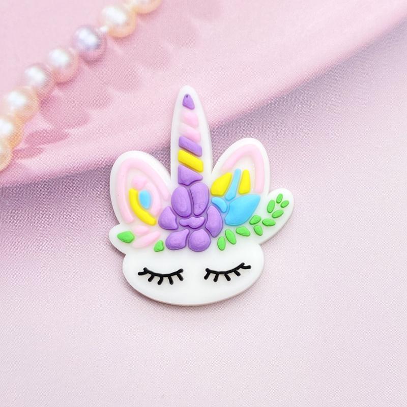 12 шт. Милые мини-головки единорогов, ПВХ, гибкий клей, плоская задняя сторона, украшение для скрапбукинга, декор для телефона, E98