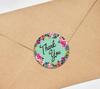 Darling Souvenir Round 45 Pcs Floral & Vines Border Black Thank You Stickers Envelope Seal-1.6