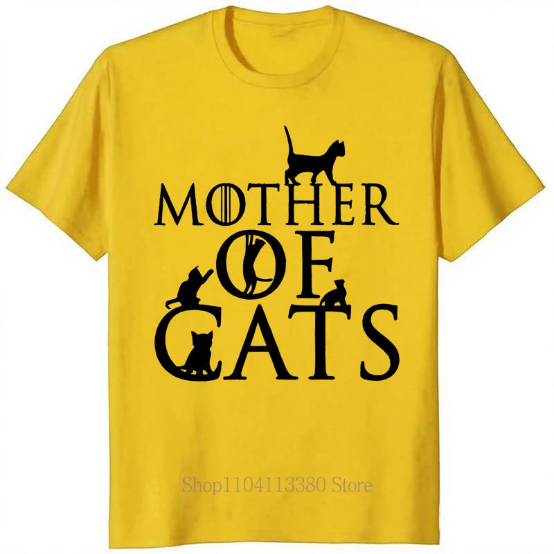 Mother of Cats Print Tshirts Summer Funny Fashion Casual Tops for Women Oversize Comfortable ONeck Short Sleeve Tshirts
