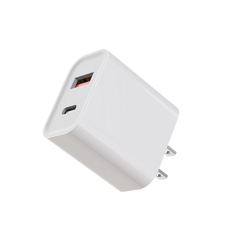 Двухпортовое PD-зарядное устройство 20 Вт: Быстрый USB-C и USB-A Совместим с устройствами Apple