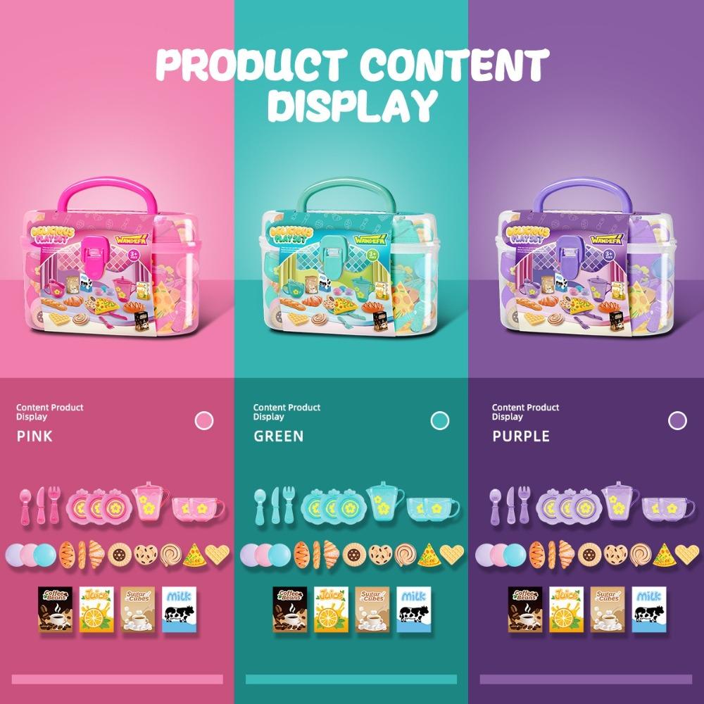 Tea Time Playset Simulated Kitchen Playset Table Snack Afternoon Tea Toy Set Cookware Accessories