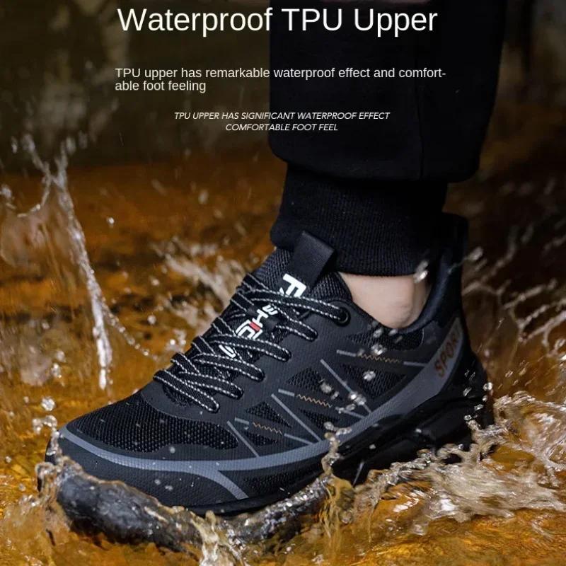Comfortable Lightweight Work Shoes for Men Waterproof Non-slip Safety Shoes Anti Puncture Steel Toe Sneakers Protective Shoes