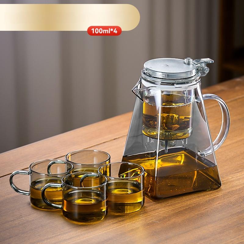 Glass Tea Pot Chinese High Temperature Tea Separation Brew Teapot High Borosilicate Pure Color Simple Teapot Tea Cup
