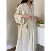 Korean Sweet Style Nightdress for Women: Spring/Autumn Loose Kimono Pajamas with Straps, Medium/Long Length, Wearable Outdoors.