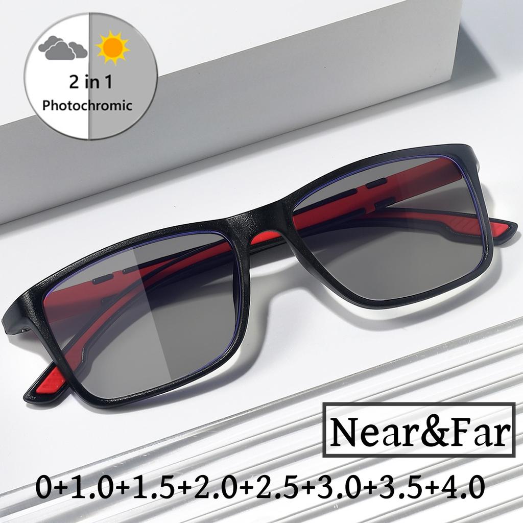 Сверхлегкие фотохромные бифокальные очки для чтения для женщин и мужчин, винтажные спортивные очки TR90 для ближнего и дальнего зрения, диоптрии +1,0+1,5+4,0