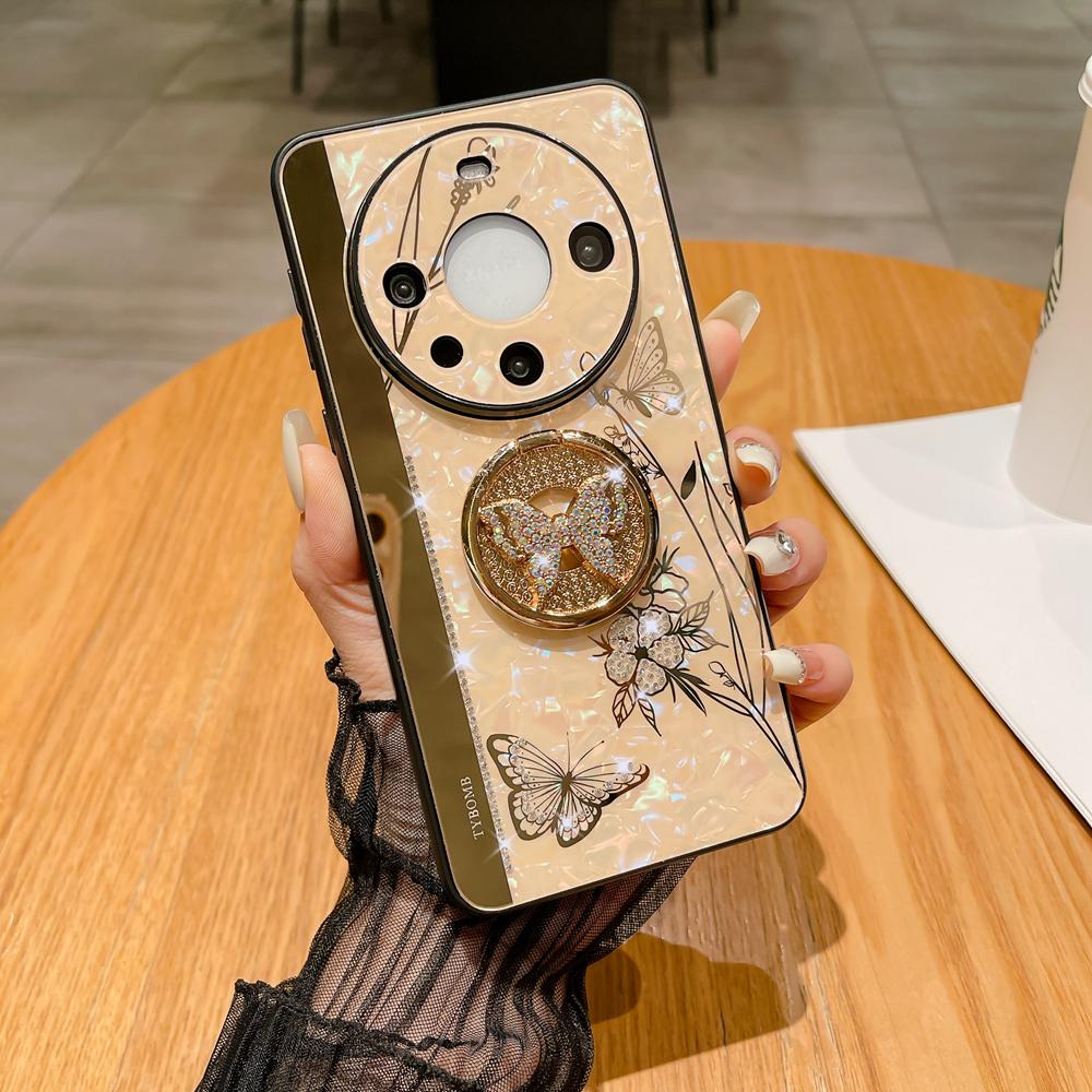 KEYSION Противоударный чехол для Huawei Mate 60 Pro+ 50 40 30 Pro Butterfly Ring Stand Phone Back Cover для Huawei nova 12s 11 10 Pro