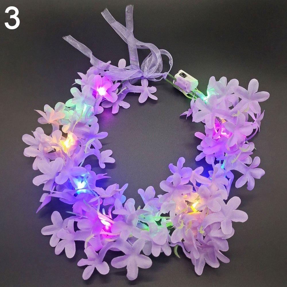 Women Girls Halloween Crown Flower Christmas Party Decoration Glowing LED Wreath Light Up Headband