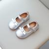 Girls Leather Shoes Soft Princess Cute Sweet Kids Flats with Bowtie Mary Janes Children Kindergarten Shoes Silver Brown Beige