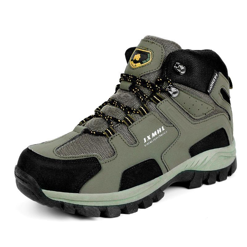 Autumn and Winter Large Size Breathable Hiking Shoes Men's Cross-border Hiking Shoes Outdoor Travel Shoes Casual Non-slip Thick-soled High-top Shoes