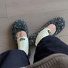 Winter polka dot winter velvet one-pedal flat shoes shallow mouth soft sole warm plush beanie shoes women