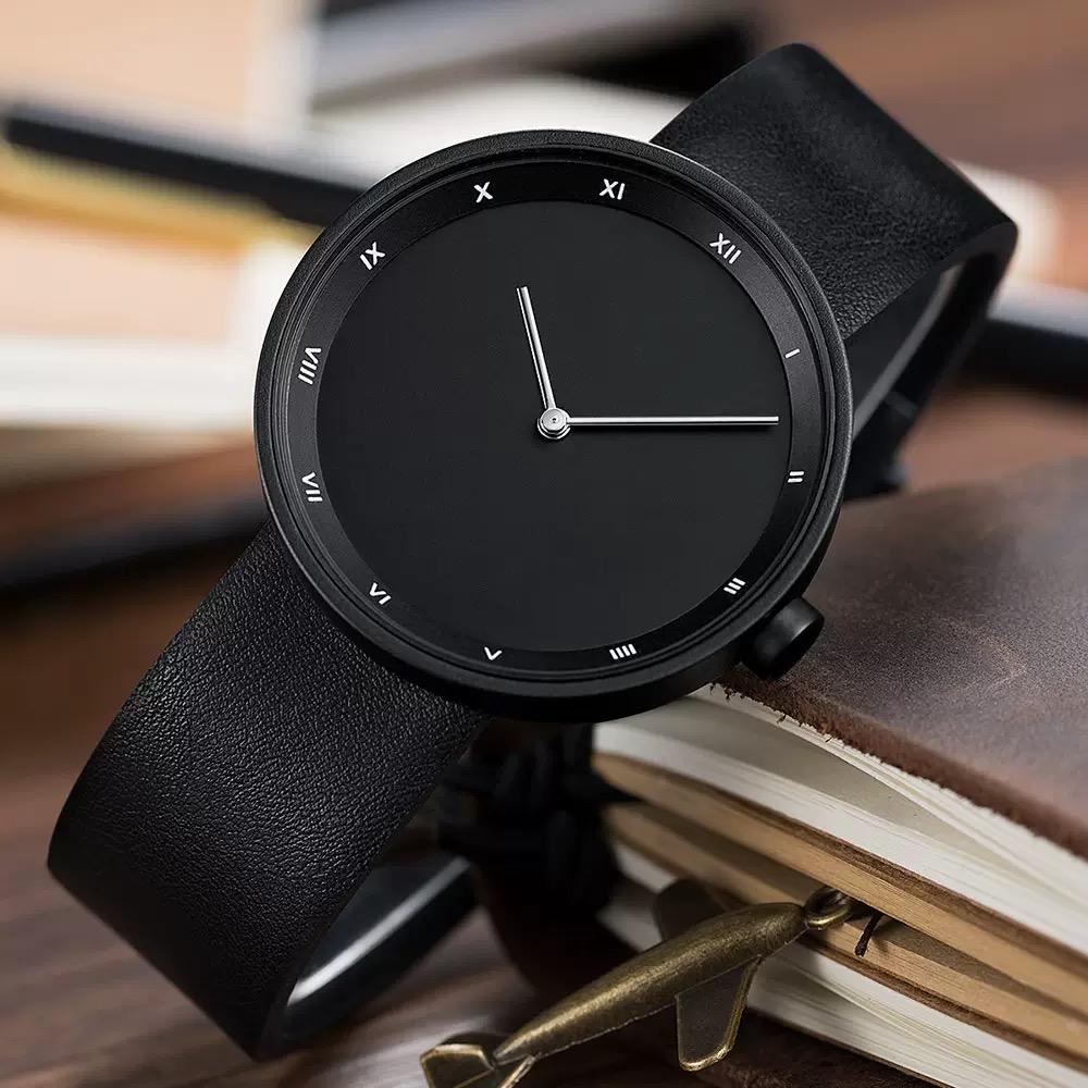 Watches Mens Minimalist Style Simple Fashion Quartz Wristwatches PU Strap Waterproof Student Clock Relogios Masculino