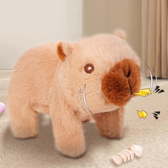 Electric Plush Capybara Toy Interactive Simulation Sound Walking Animal Toy Toddlers Boys Girls Educational Baby Tummy Time Crawling Animal Toy