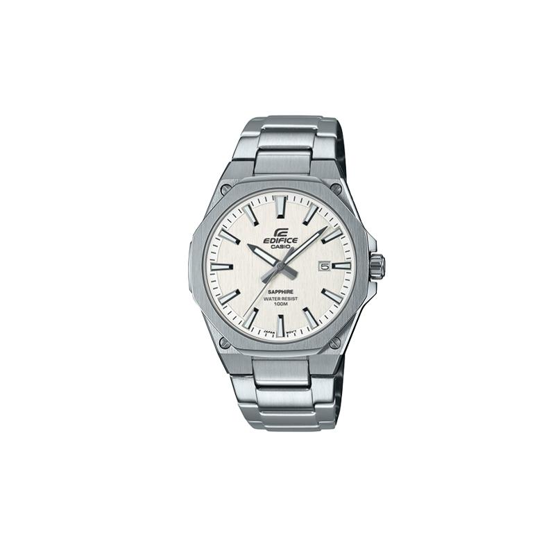 Casio EDIFICE series, thin and light three-hand quartz movement, stainless steel strap, Japanese and Korean watch, men's watch, white EFR-S108YD-7A