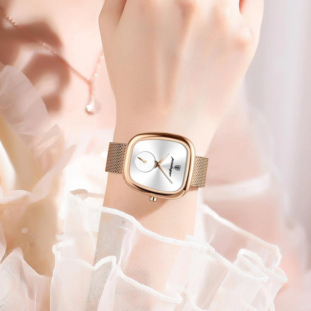 POEDAGAR Luxury Woman Watch Waterproof Stainless Steel Mesh Women's Watches Fashion Elegant Quartz Ladies Wristwatch Reloj