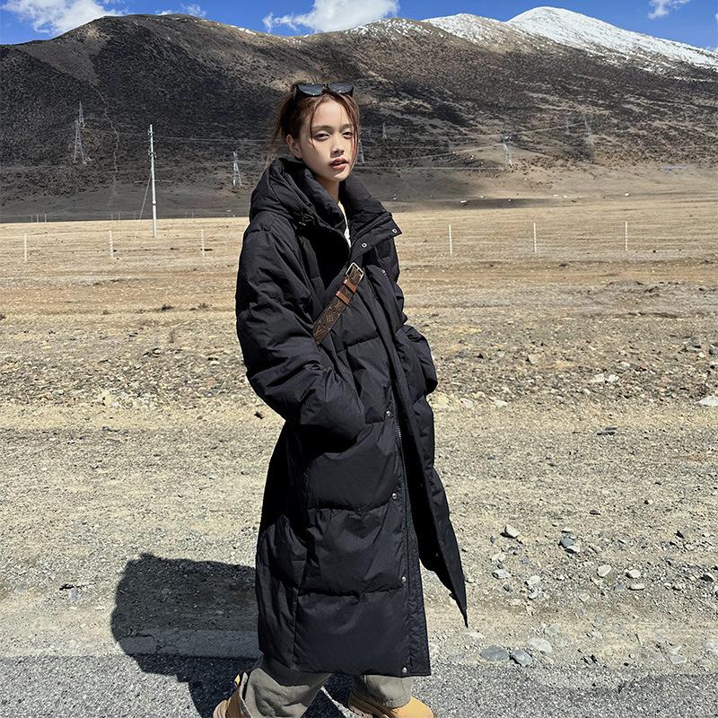 Зимняя повседневная куртка-хлеб, супер длинная куртка-парка, женская верхняя одежда большого размера, теплое толстое однотонное пуховое пальто, хлопковая куртка, женская средней длины, свободный крой