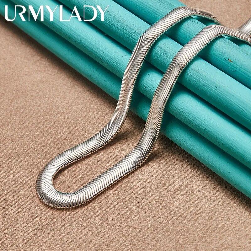 16-26 дюймов, красивое стерлинговое серебро 925 пробы, гладкая змея, мужское и женское ожерелье, цепочка с застежками-лобстерами, комплект 6 мм, массивные тяжелые ювелирные изделия