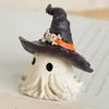 Cartoon Cute Halloween Ghost Figurine White Resin Crafts Hat Ghost Statue Handmade Halloween Ornaments Haunted House