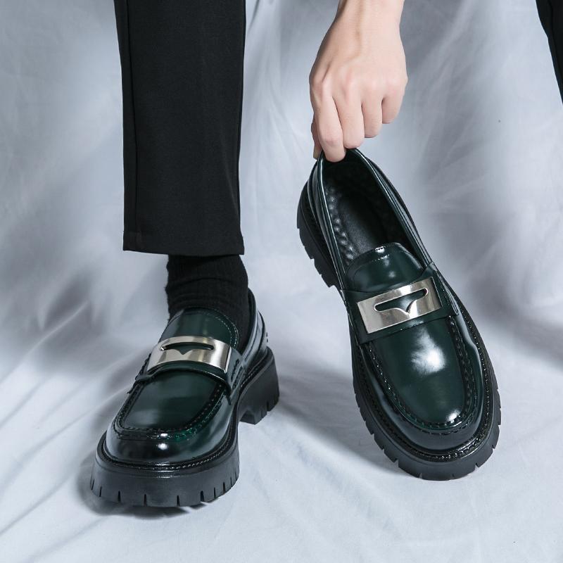 New Men Fashion Derby Shoes Luxury Fashion Thick Bottom Big Head Leather Shoes European Versatile Social Shoes Men Sizes 38-44