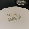 S925 Silver Needle Exquisite Diamond Leaf Tassel Earrings for Women