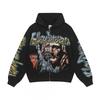 Мужская винтажная хлопковая толстовка с капюшоном Streetwear с графическим принтом Пуловер Свитшот Осень 2025